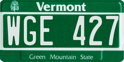 VT license plate WGE427