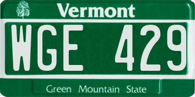VT license plate WGE429