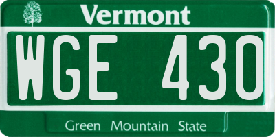VT license plate WGE430