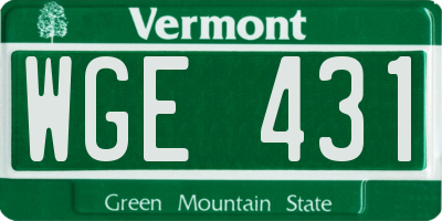 VT license plate WGE431