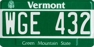 VT license plate WGE432