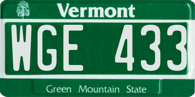 VT license plate WGE433