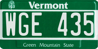VT license plate WGE435