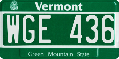 VT license plate WGE436