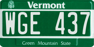 VT license plate WGE437