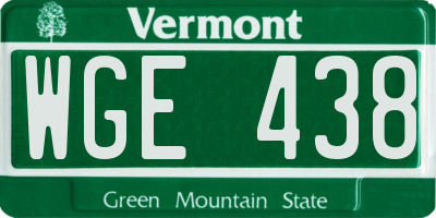 VT license plate WGE438