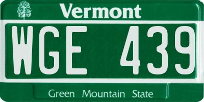 VT license plate WGE439