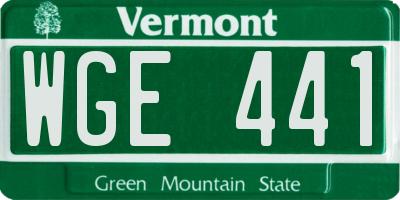 VT license plate WGE441