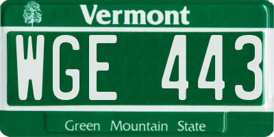 VT license plate WGE443
