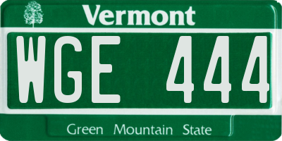 VT license plate WGE444