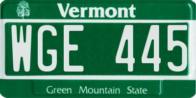 VT license plate WGE445