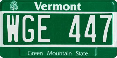 VT license plate WGE447