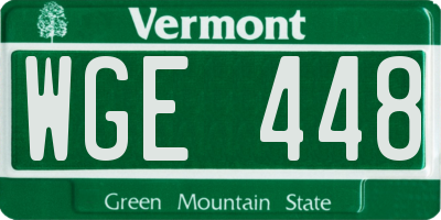 VT license plate WGE448
