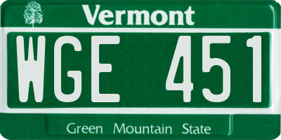 VT license plate WGE451