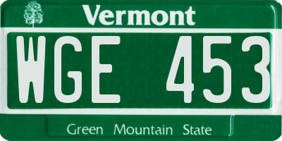 VT license plate WGE453