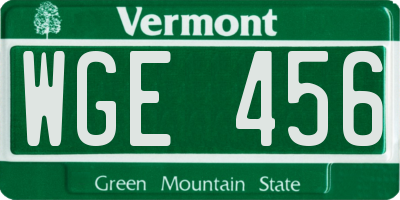 VT license plate WGE456