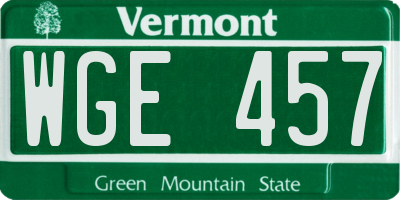 VT license plate WGE457