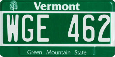 VT license plate WGE462