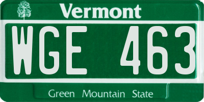 VT license plate WGE463
