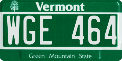 VT license plate WGE464