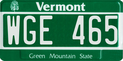 VT license plate WGE465