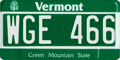 VT license plate WGE466