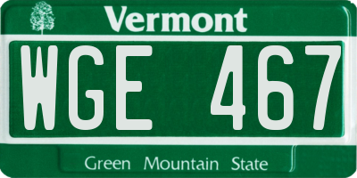 VT license plate WGE467