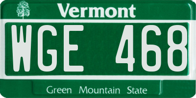 VT license plate WGE468