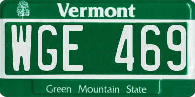 VT license plate WGE469