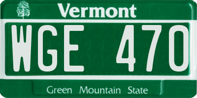 VT license plate WGE470