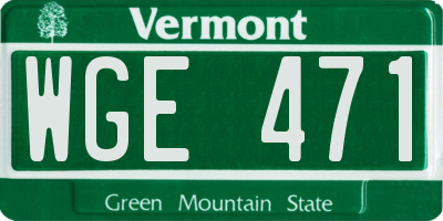 VT license plate WGE471