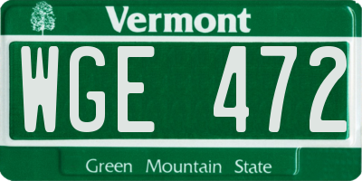 VT license plate WGE472