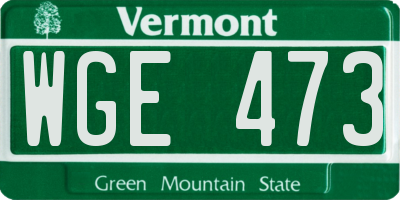 VT license plate WGE473