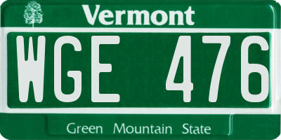 VT license plate WGE476