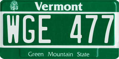 VT license plate WGE477