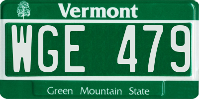 VT license plate WGE479