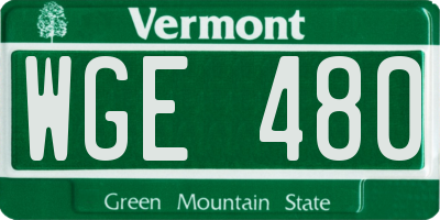 VT license plate WGE480