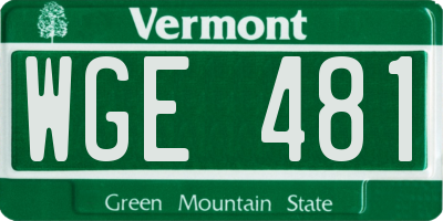 VT license plate WGE481