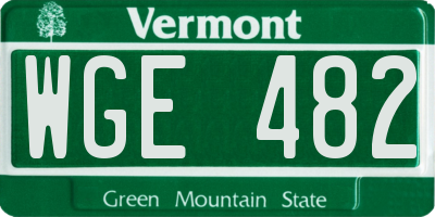 VT license plate WGE482