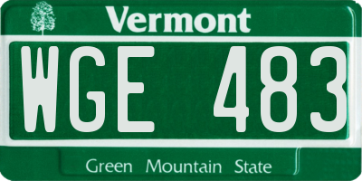 VT license plate WGE483