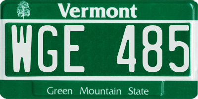 VT license plate WGE485