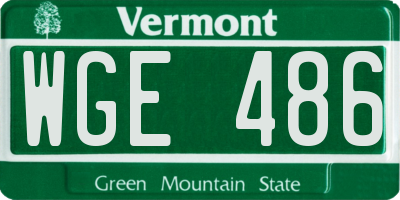 VT license plate WGE486