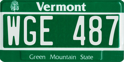 VT license plate WGE487
