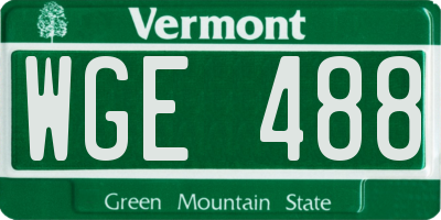 VT license plate WGE488