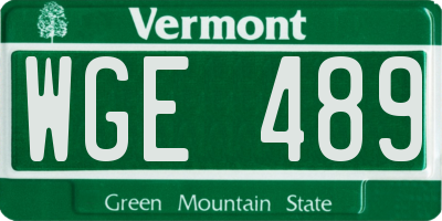 VT license plate WGE489