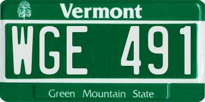 VT license plate WGE491