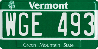 VT license plate WGE493