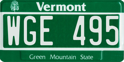 VT license plate WGE495