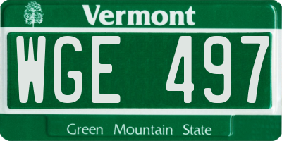 VT license plate WGE497