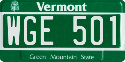 VT license plate WGE501